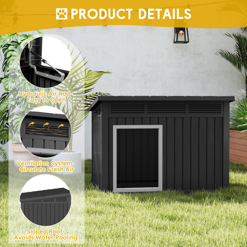 Ivy Bronx Dog House with Weatherproof and Removable Roof for Small